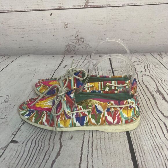 Sperry‎ Top Sider Shoes Womens 7.5 Beaded Fabric Rainbow Core Colors Loafers - Picture 4 of 8